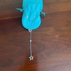 Tiffany & Co retired 925 Sterling stars lariat necklace with bag and box